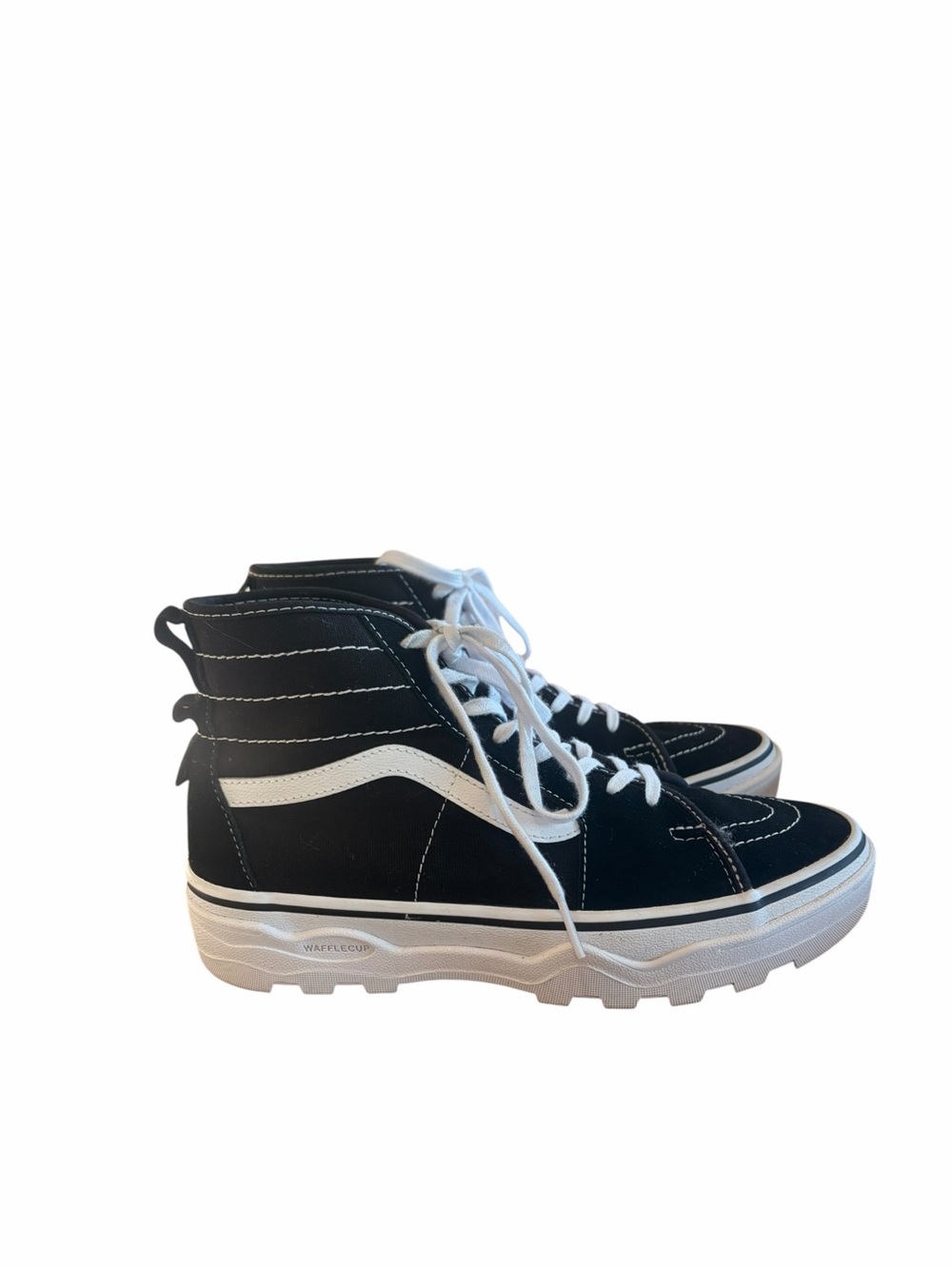Vans Sk8 Hi Men’s 7.5 Women’s 9.9 Black and White Canvas Suede Sneakers.